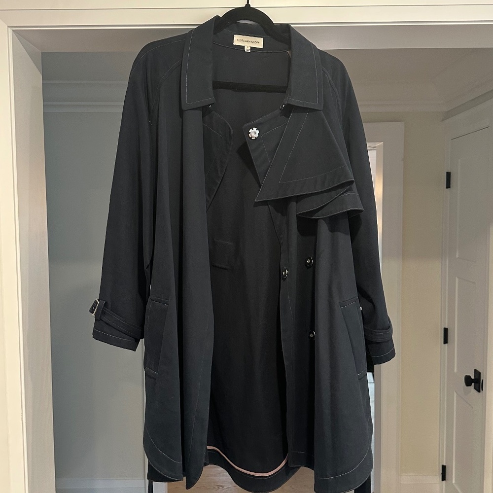 SOLD - Rebecca Minkoff Navy Blue Trench Coat - Size L - Picture 3 of 13